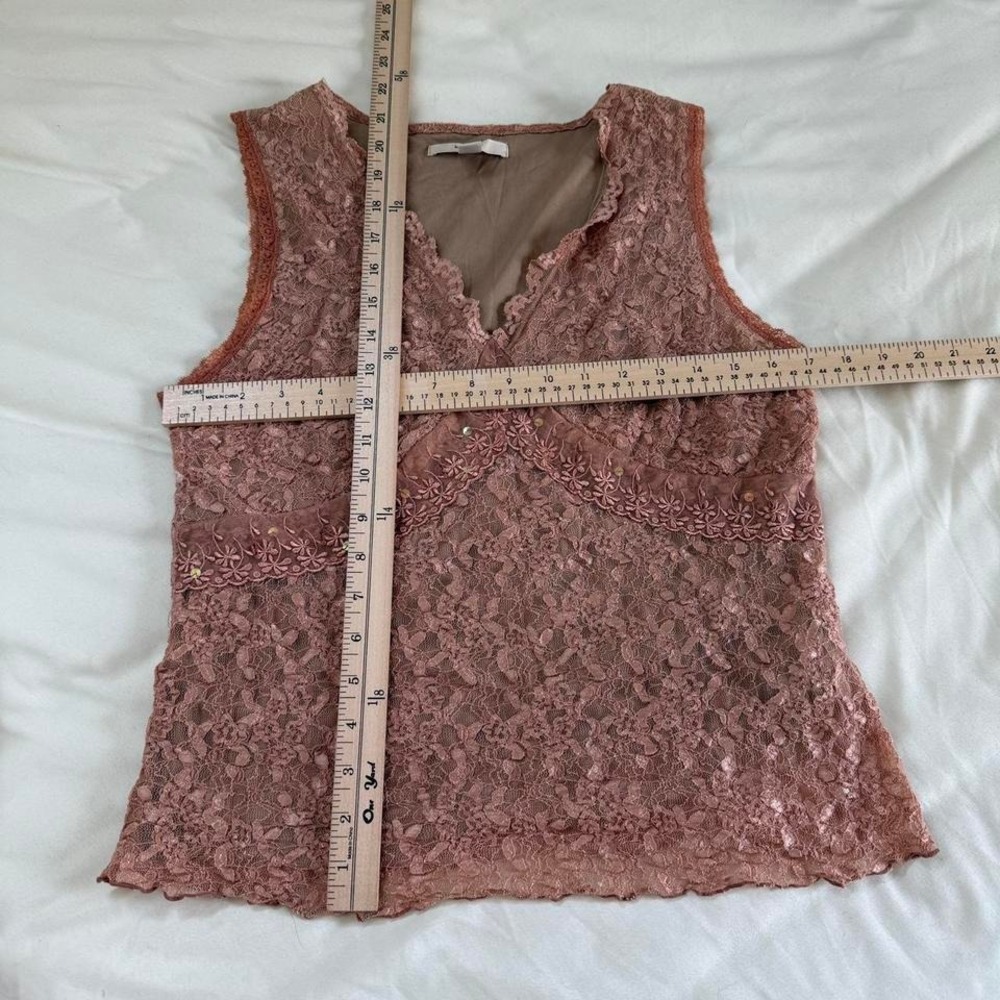 pink lace cami top  Y2K Merona dusty pink lace top size large - Picture 2 of 4